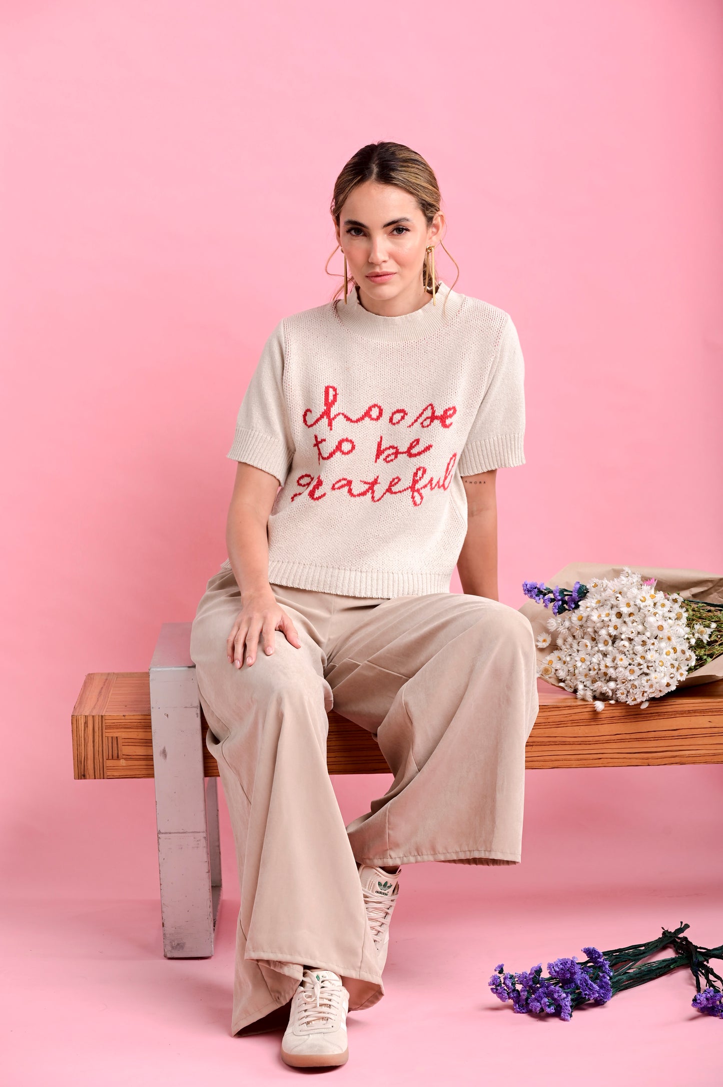 BLUSA TEJIDA MANGA CORTA ALGODÓN ECOLÓGICO GRATEFUL