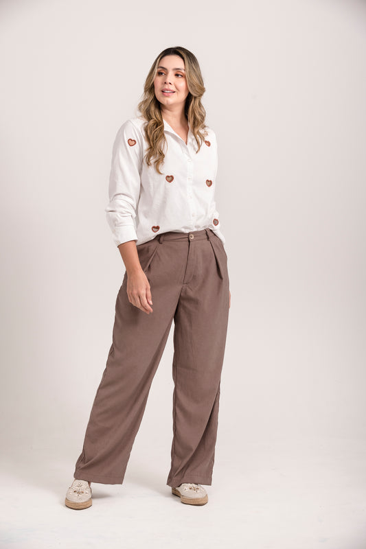 PANTALÓN PRENSES BOTA RECTA - AVENA