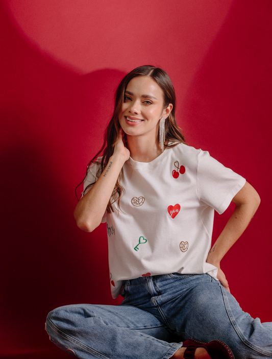 CAMISETA CUELLO REDONDO MINI PRINT