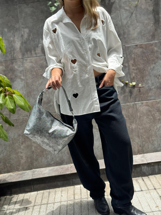 CAMISA MANGA LARGA CORAZONES ABIERTOS BORDADOS