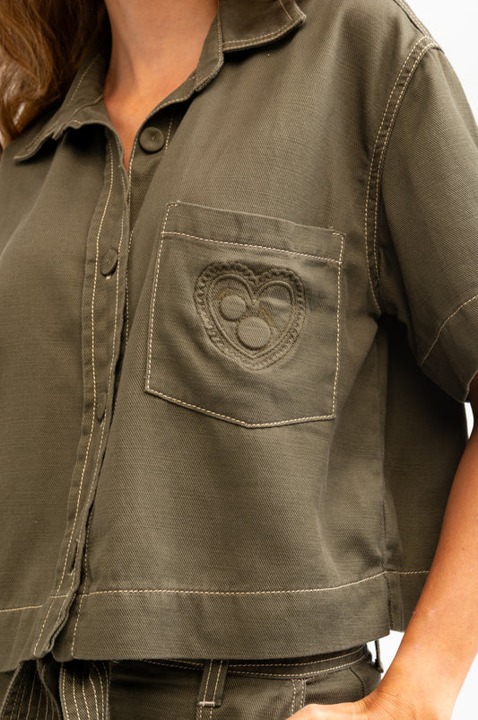 SOBRECAMISA BORDADA MANGA CORTA