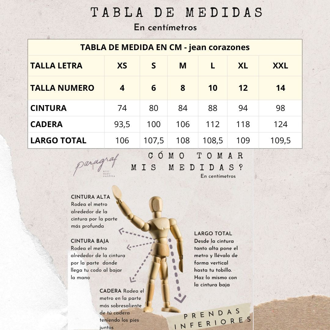 WIDE LEG JEANS CON BORDADOS CORAZÓN