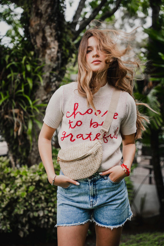BLUSA TEJIDA MANGA CORTA ALGODÓN ECOLÓGICO GRATEFUL