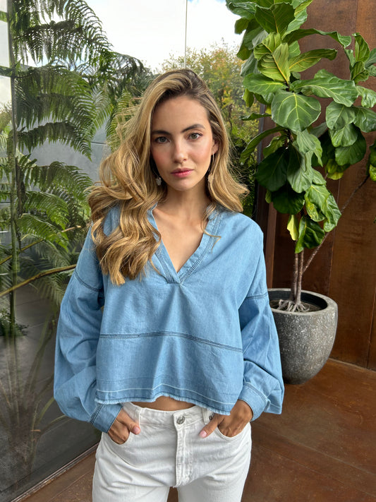 BLUSA CUELLO V TENSEL