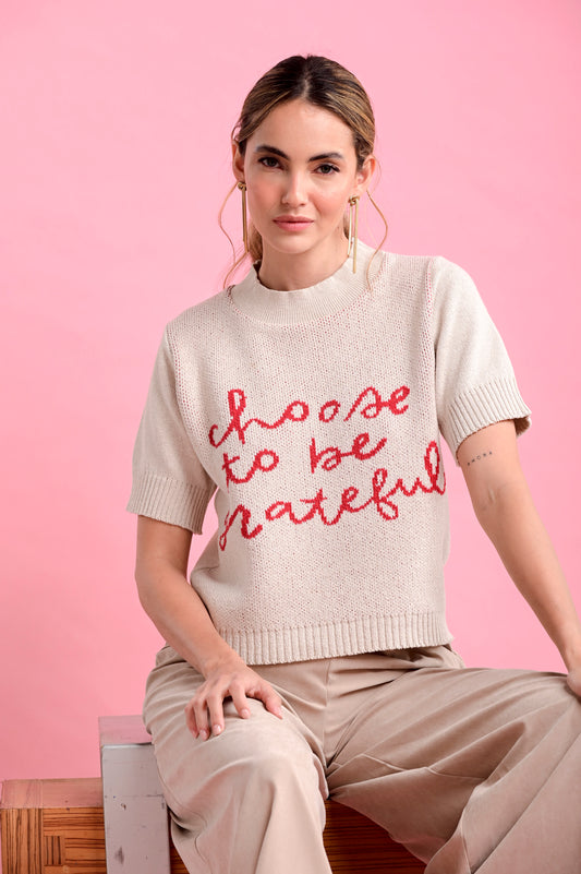 BLUSA TEJIDA MANGA CORTA ALGODÓN ECOLÓGICO GRATEFUL