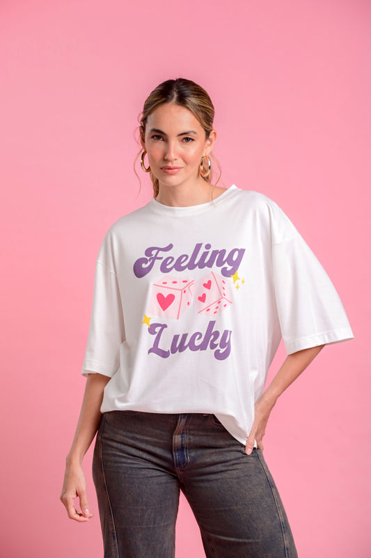 CAMISETA OVERSIZED MANGA CORTA CUELLO REDONDO LUCKY
