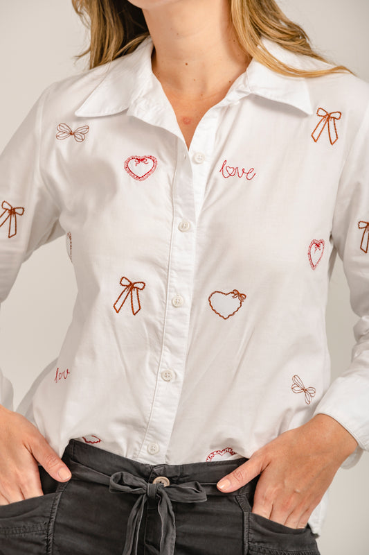 CAMISA MANGA LARGA BORDADA MINI PRINT