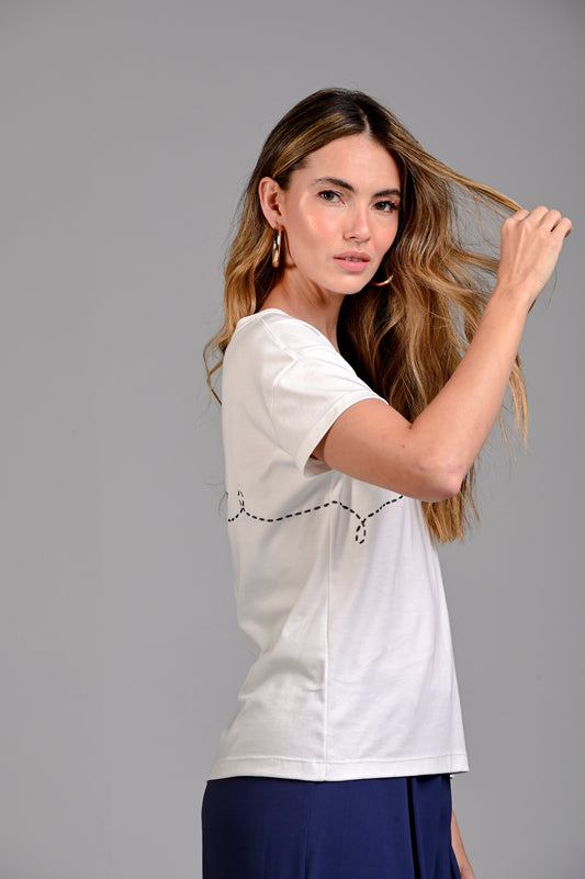 CAMISETA MANGA CORTA CUELLO V AVIÓN