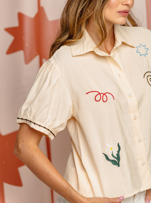 CAMISA MANGA CORTA BORDADA BOHEMIA