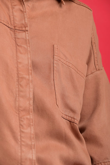 SOBRECAMISA MANGA CORTA DISEÑO ASIMÉTRICO BORDADA