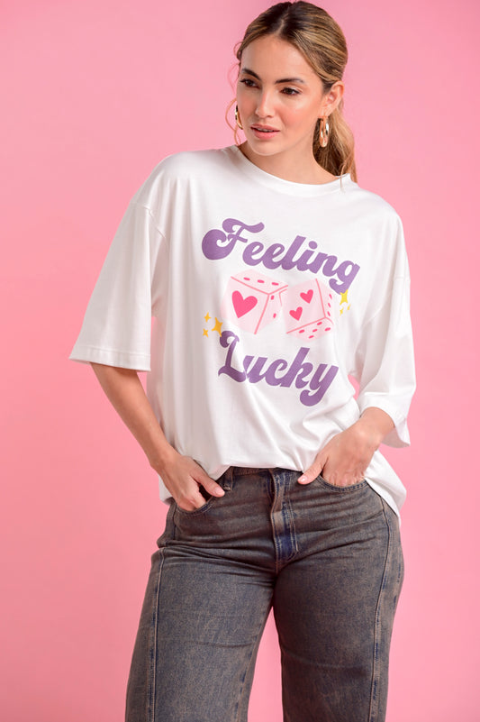 CAMISETA OVERSIZED MANGA CORTA CUELLO REDONDO LUCKY