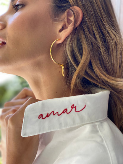 CAMISA MANGA LARGA BORDADA AMOR