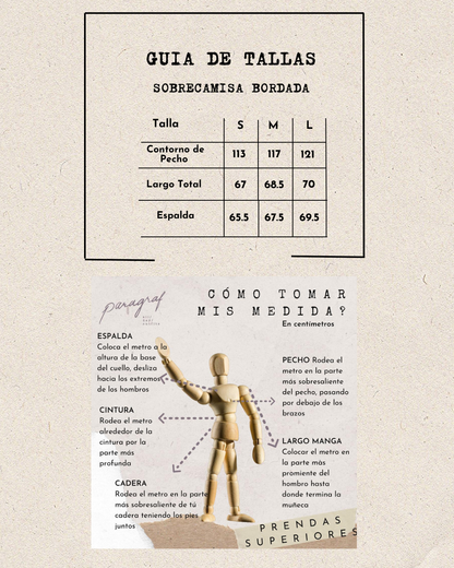 SOBRECAMISA BORDADA CON BOLSILLOS DELANTEROS
