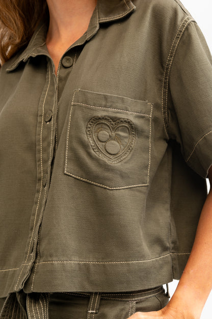 SOBRECAMISA BORDADA MANGA CORTA
